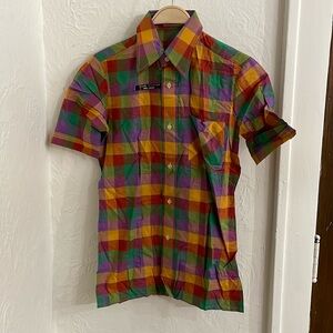 PRESTIGE Men's Multicolored Plaid Button-Up Shirt Size 36